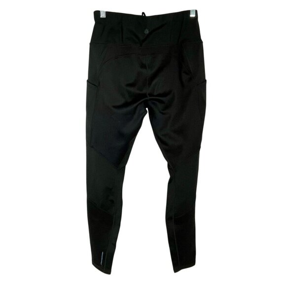 NWOT Athleta Ultra High Rise Leggings Black Zipper Pockets Womens M Drawstring - Picture 4 of 16